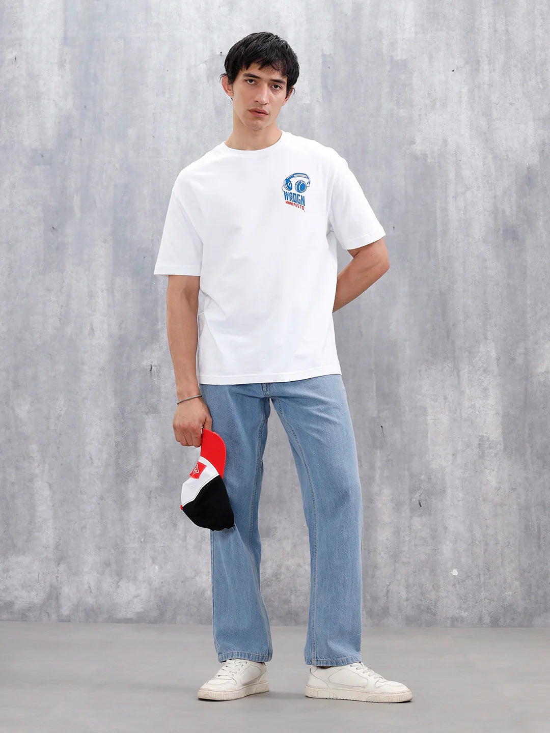 Men’s Casual Oversized Fit Graphic T-Shirt | White