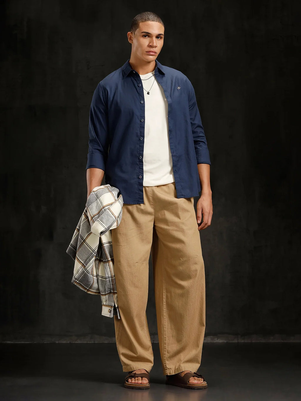 Cotton Dobby Full Sleeve Shirt  | Navy Blue