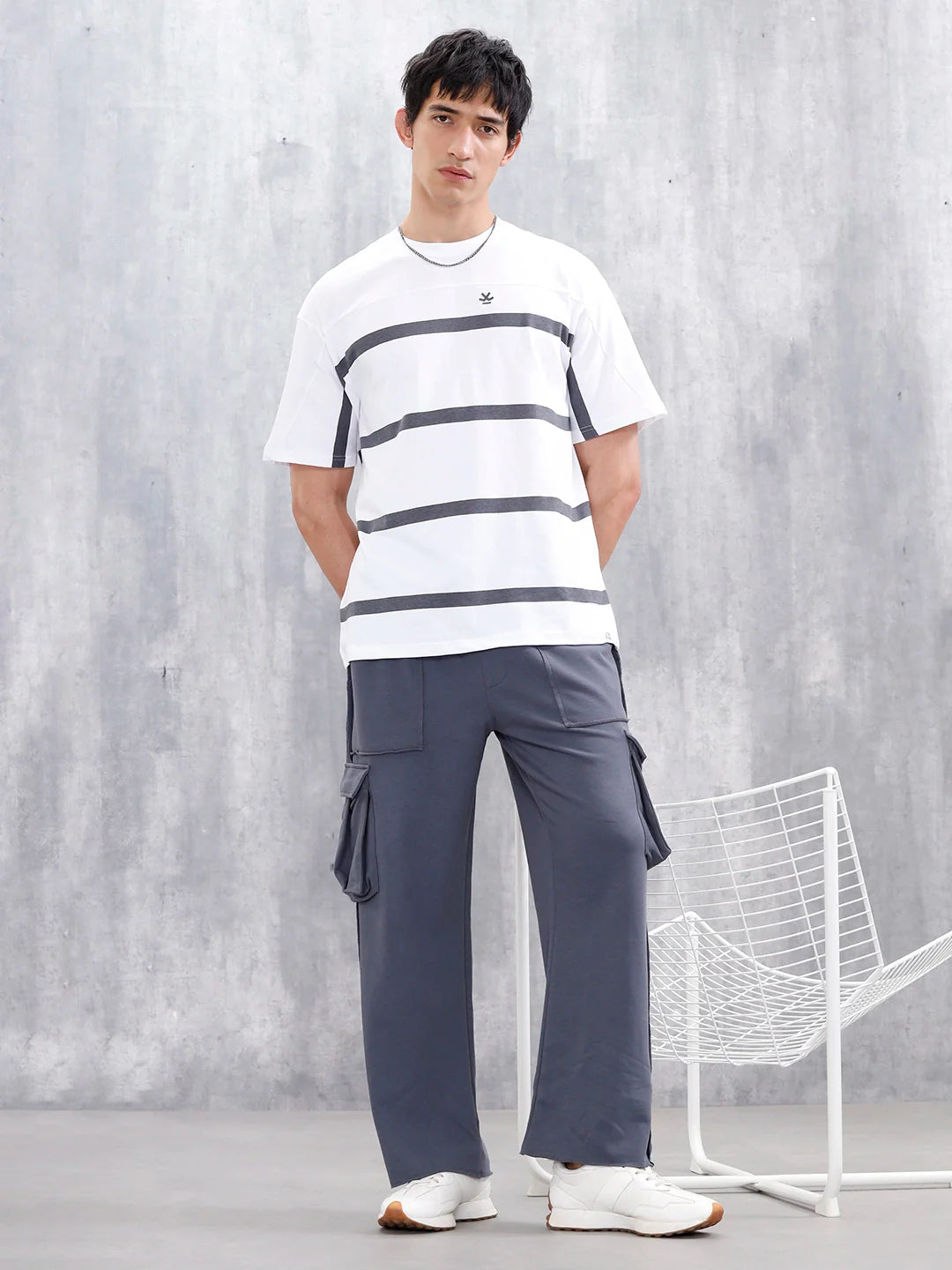 Casual Raw Edged Cargo Pants For Men | Dark Grey