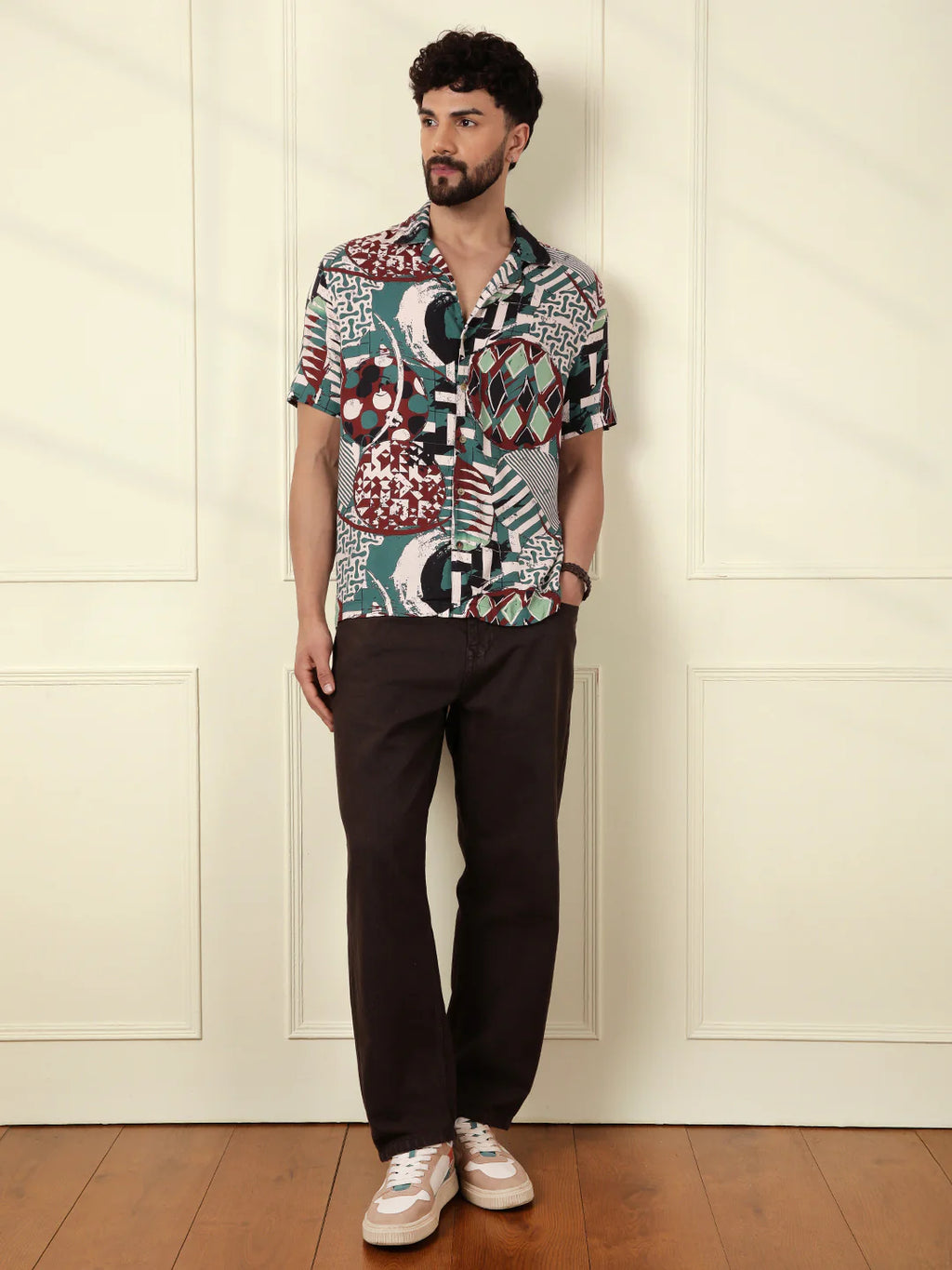 AOP Fluid Light Weight Viscose Shirt | Dark Green