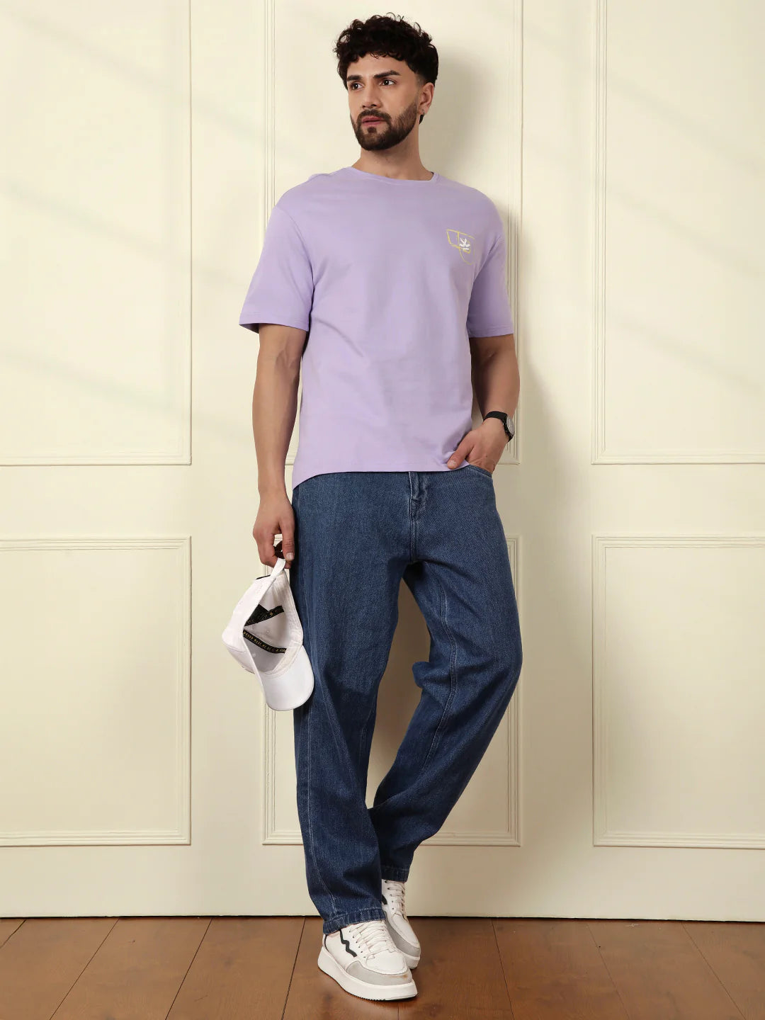 Heavy GSM Printed Faces T-Shirt | Purple