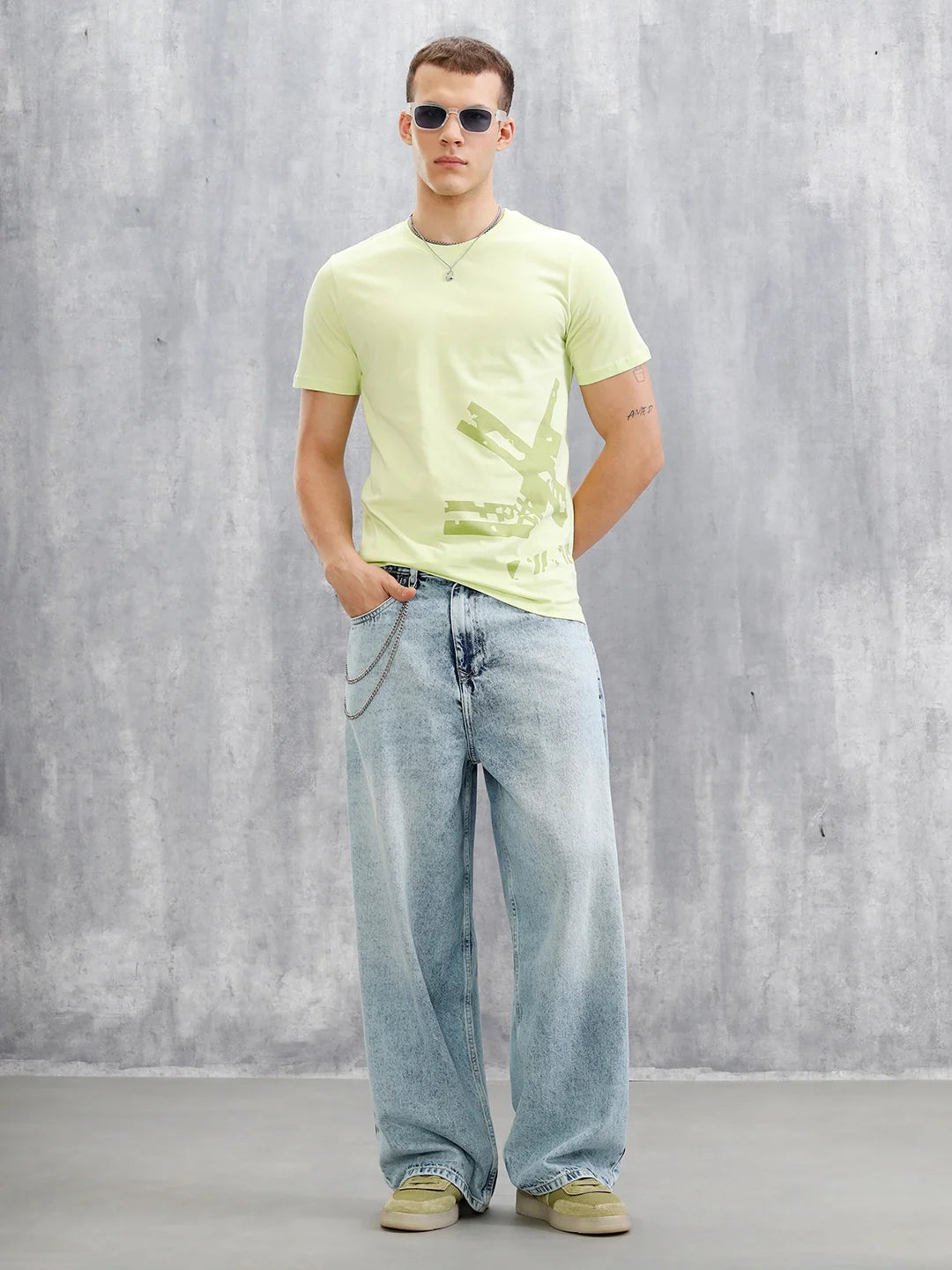 Logo Placement Printed T-Shirt | Light Green