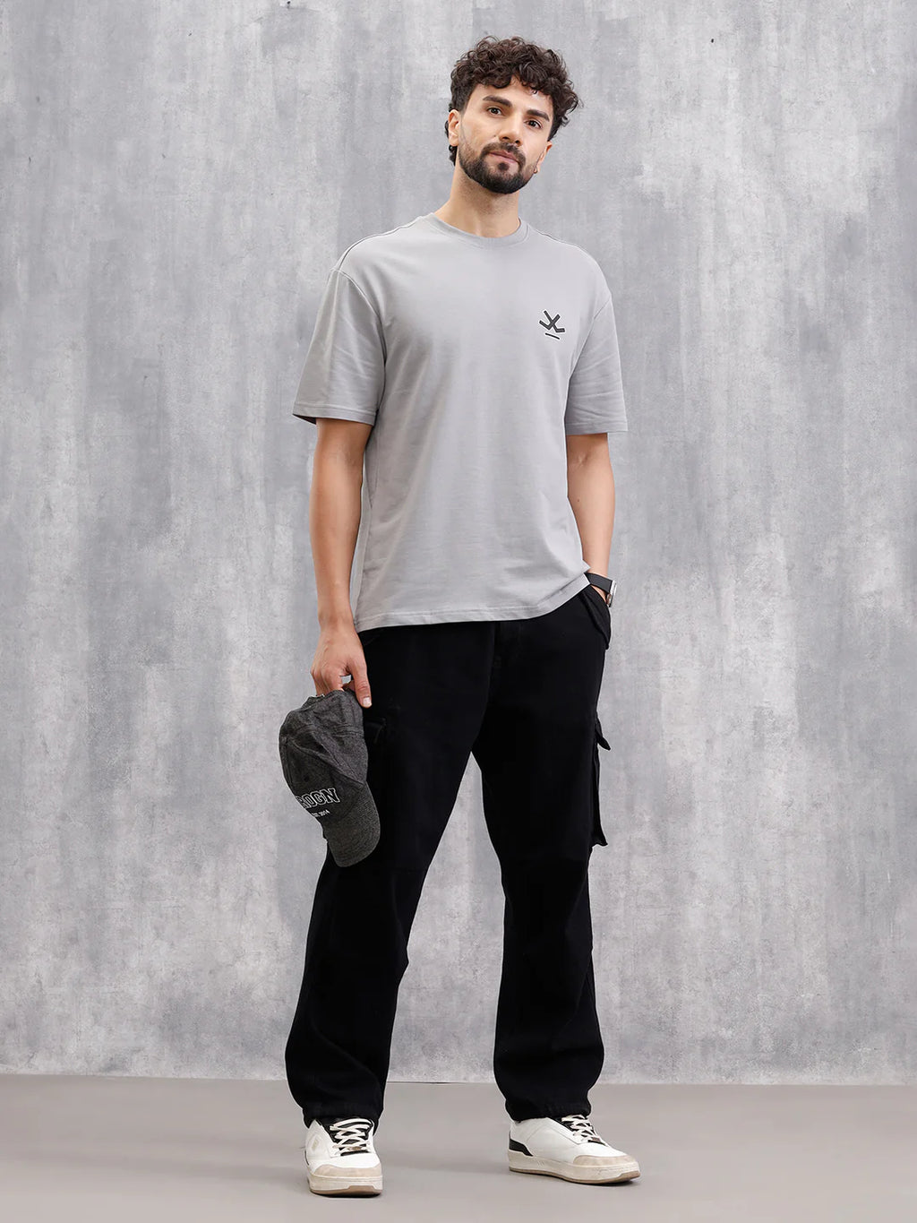 Cross Stitch Inspired Back Print Graphic T-Shirt | Grey