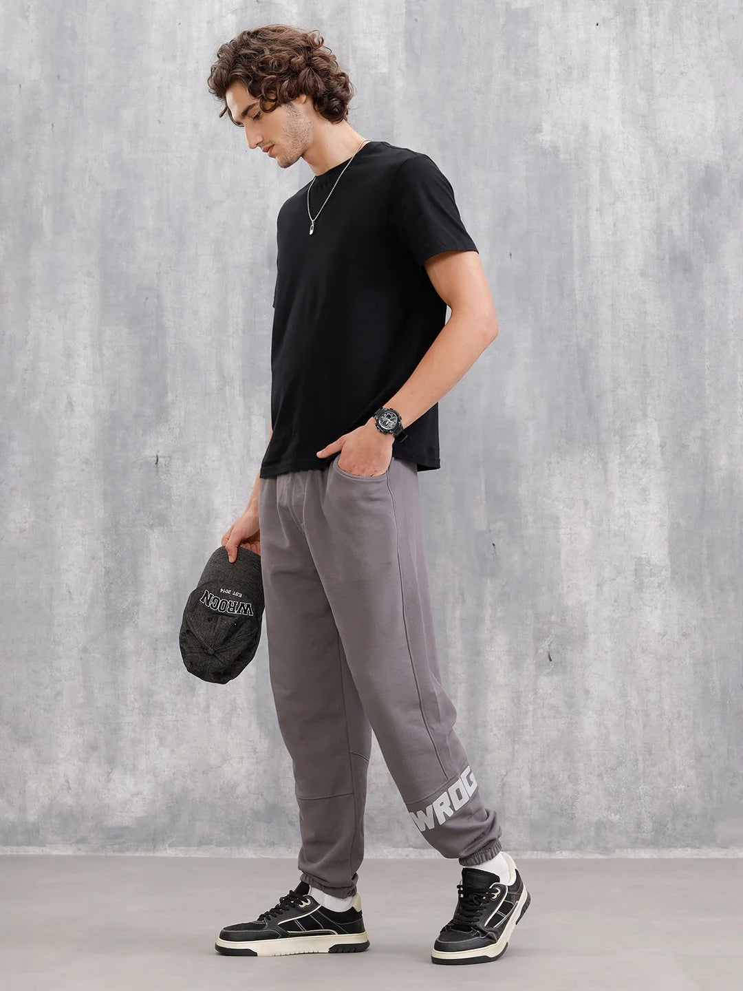 Cut&Sew Comfort Fit Jogger With Hd Print | Grey