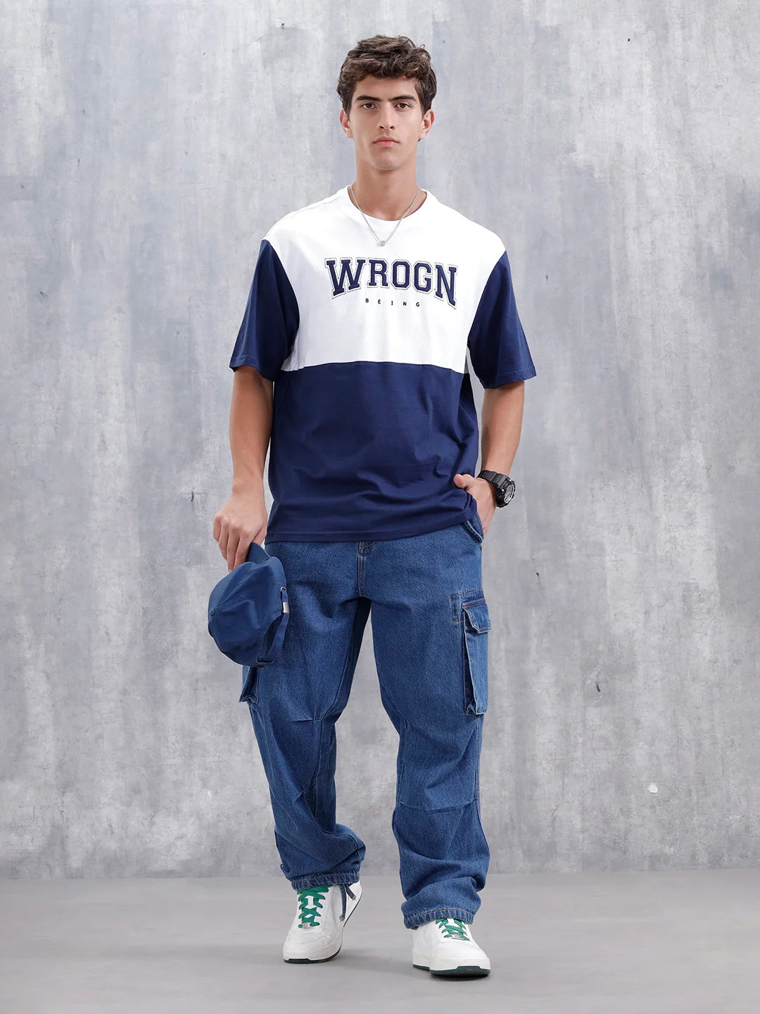 Casual Men Sporty Look Oversized Fit Tee With Print | White