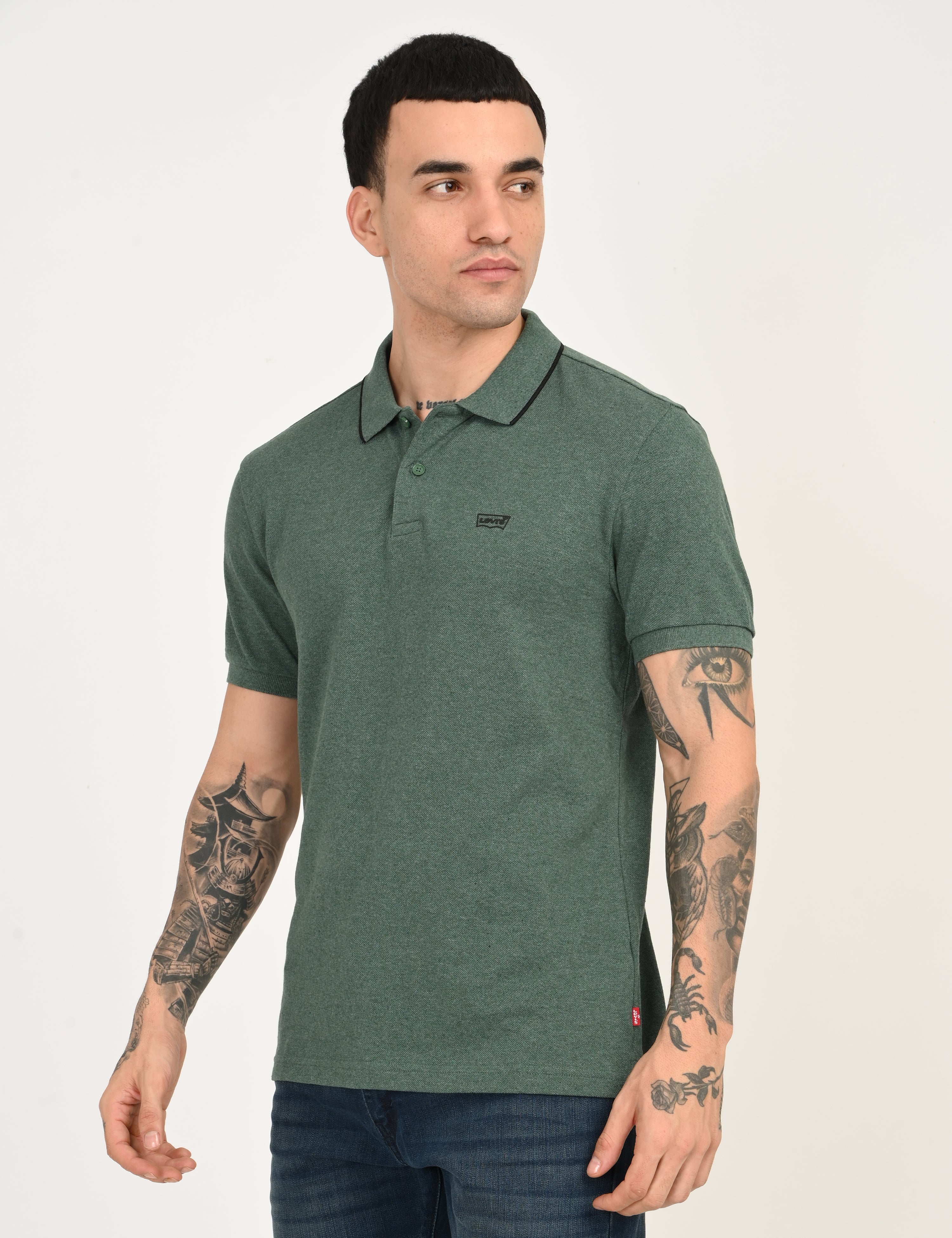 Men's Green Slim Fit Polo T-shirt