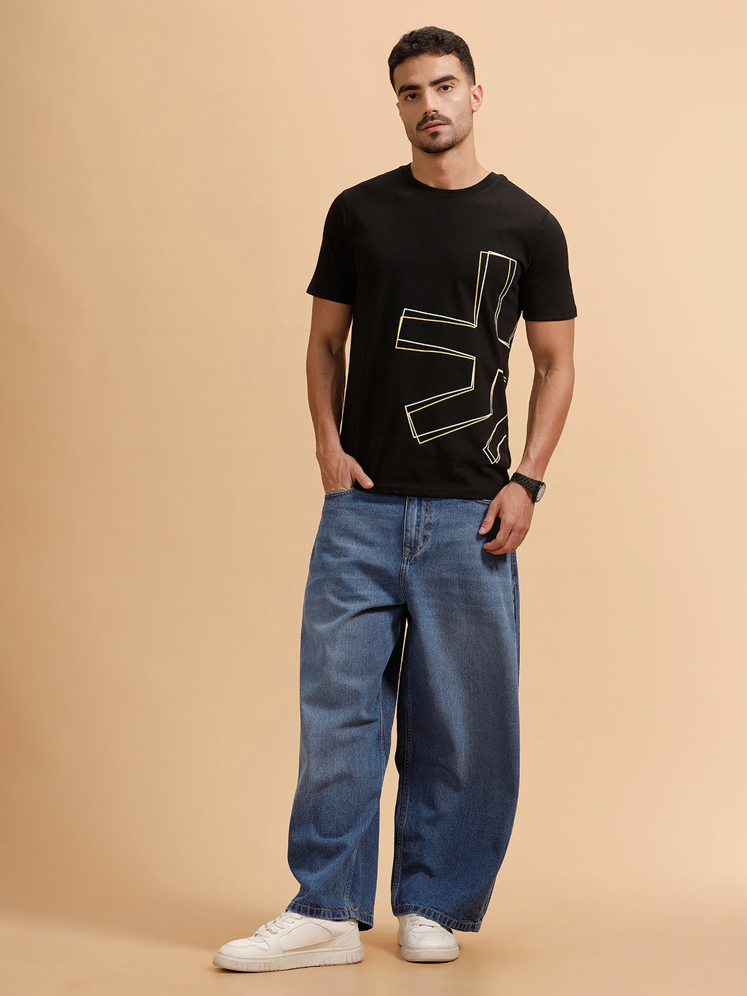 Casual Heavy Fade Baggy Fit Jeans | Blue