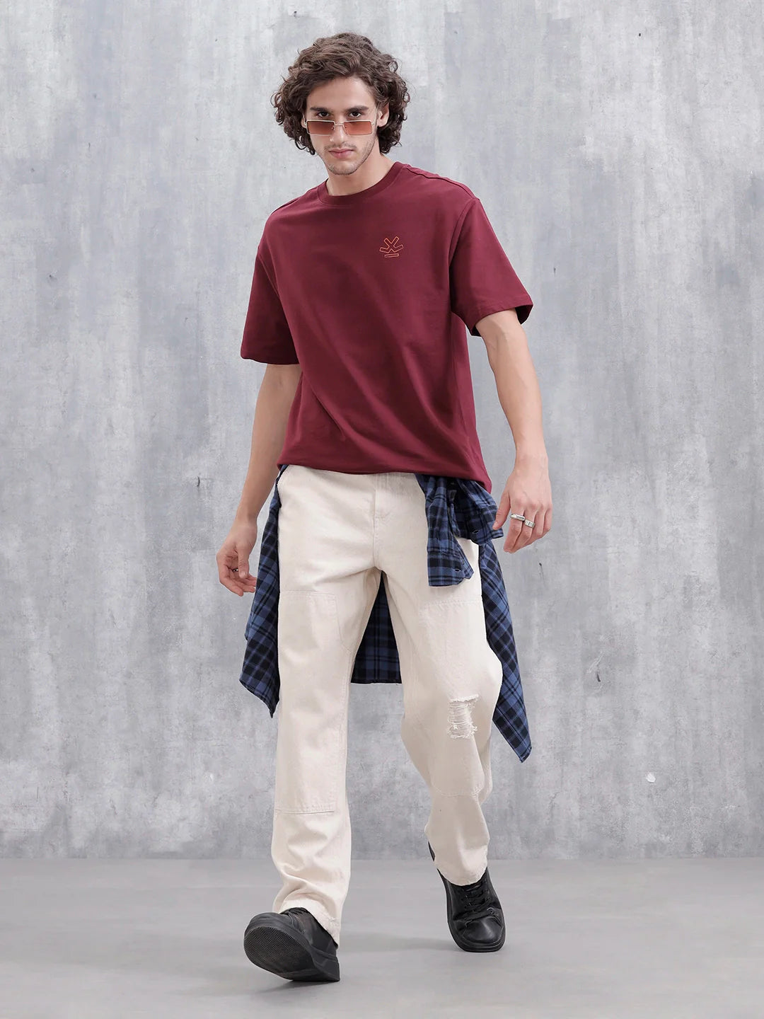 Mythical Faces Oversized Cotton Back Print T-Shirt | Maroon