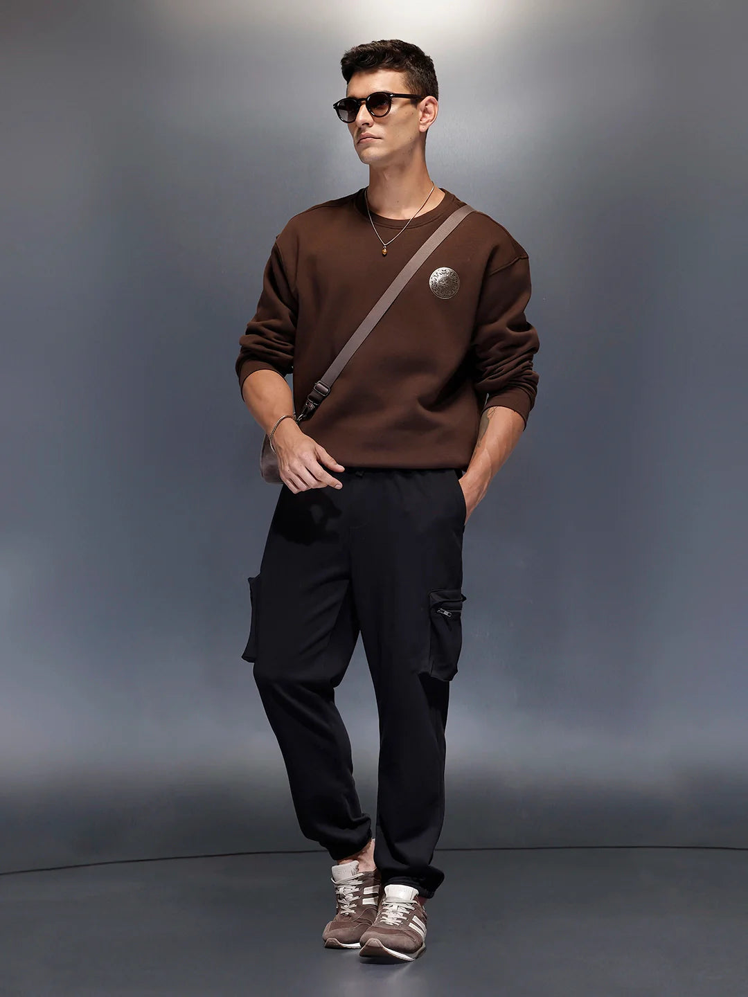 Men's casual Knitted jogger with cargo pockets | Black
