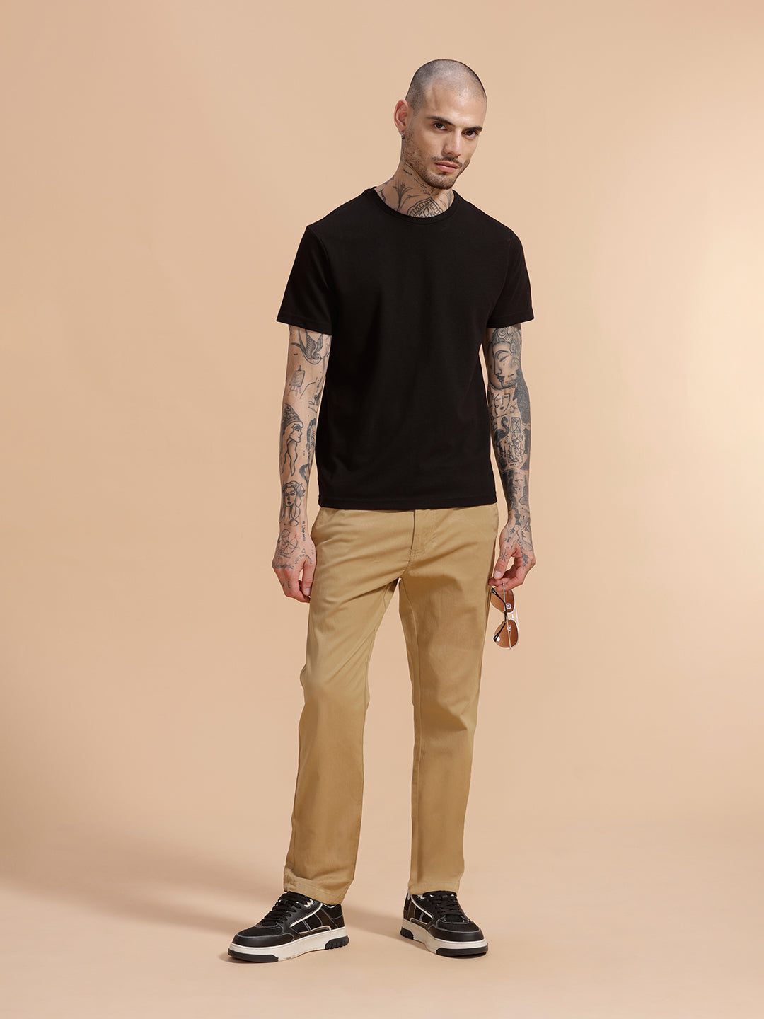 Cotton Blend Chino Trouser | Khaki