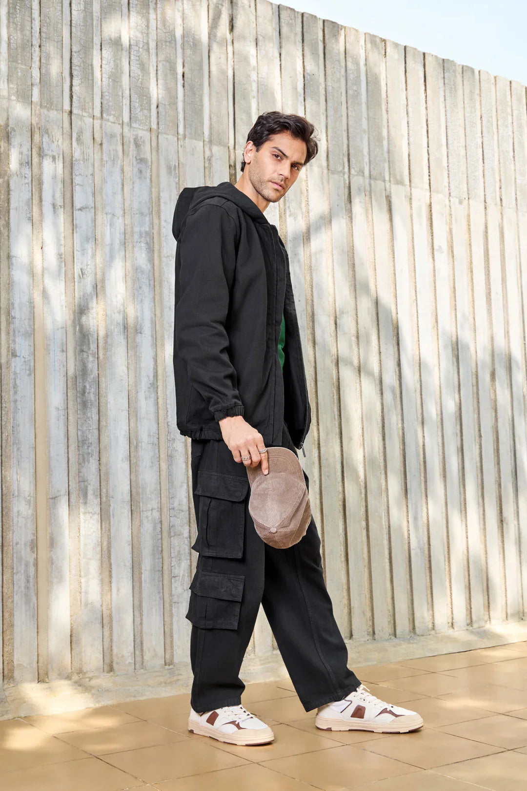 Casual Loose Fit Denim Cargo | Black