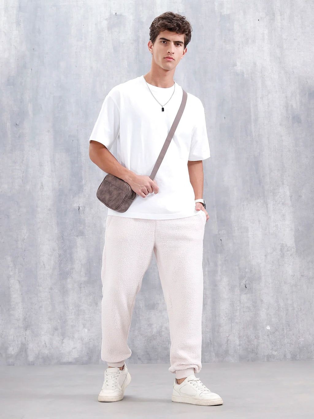 Comfort Fit Men'S Sherpa Joggers | Beige