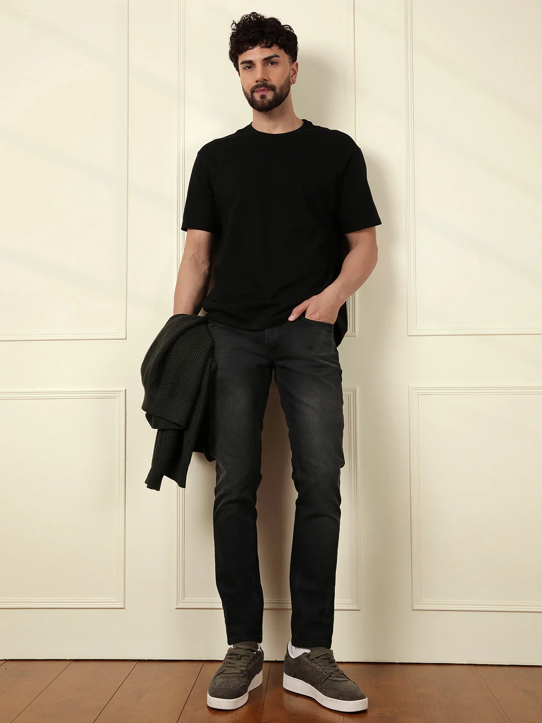 Casual Heavy Fade Slim Fit Jeans | Black