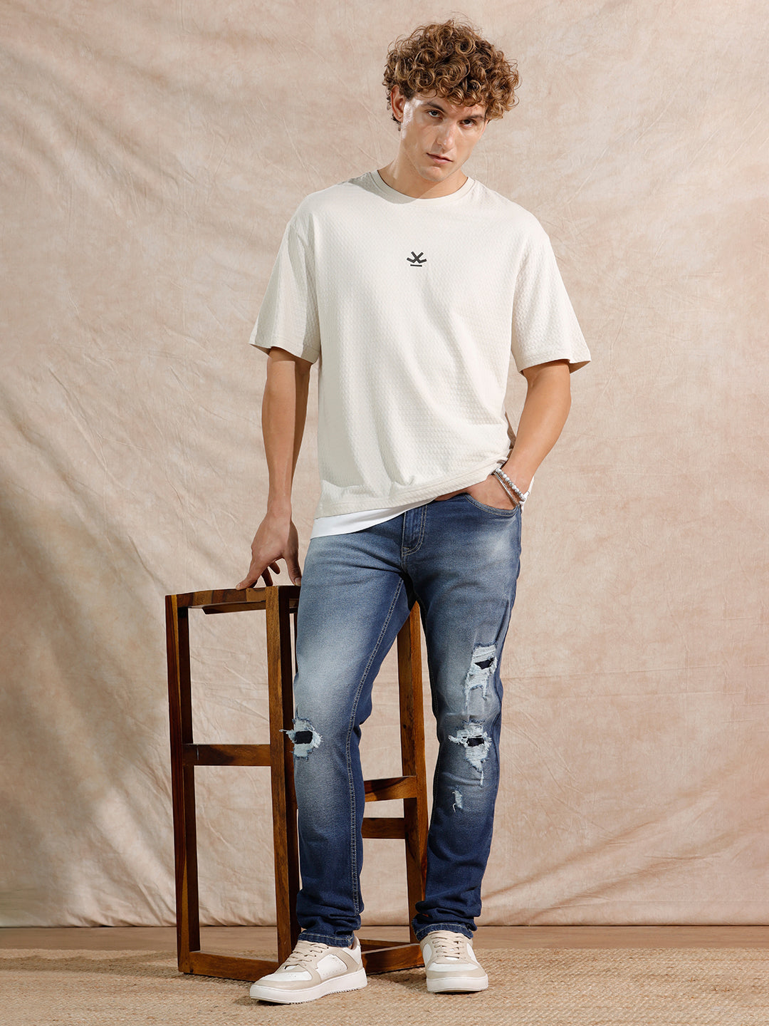 Distressed Heavy Fade Slim Fit Jeans | Blue