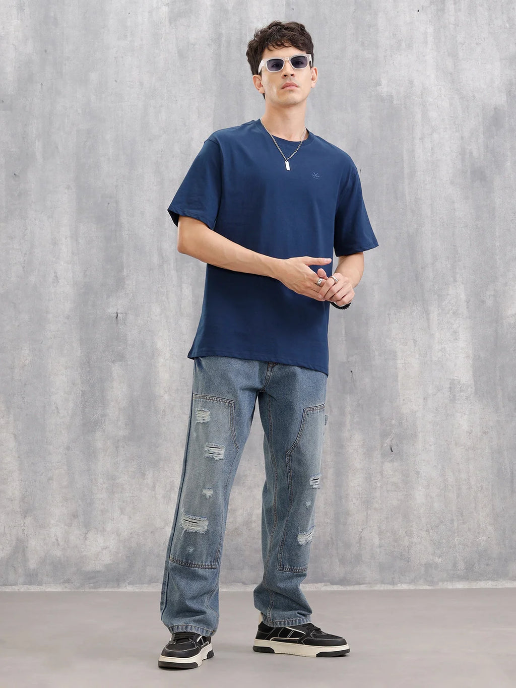 Solid Oversized T-Shirt | Blue