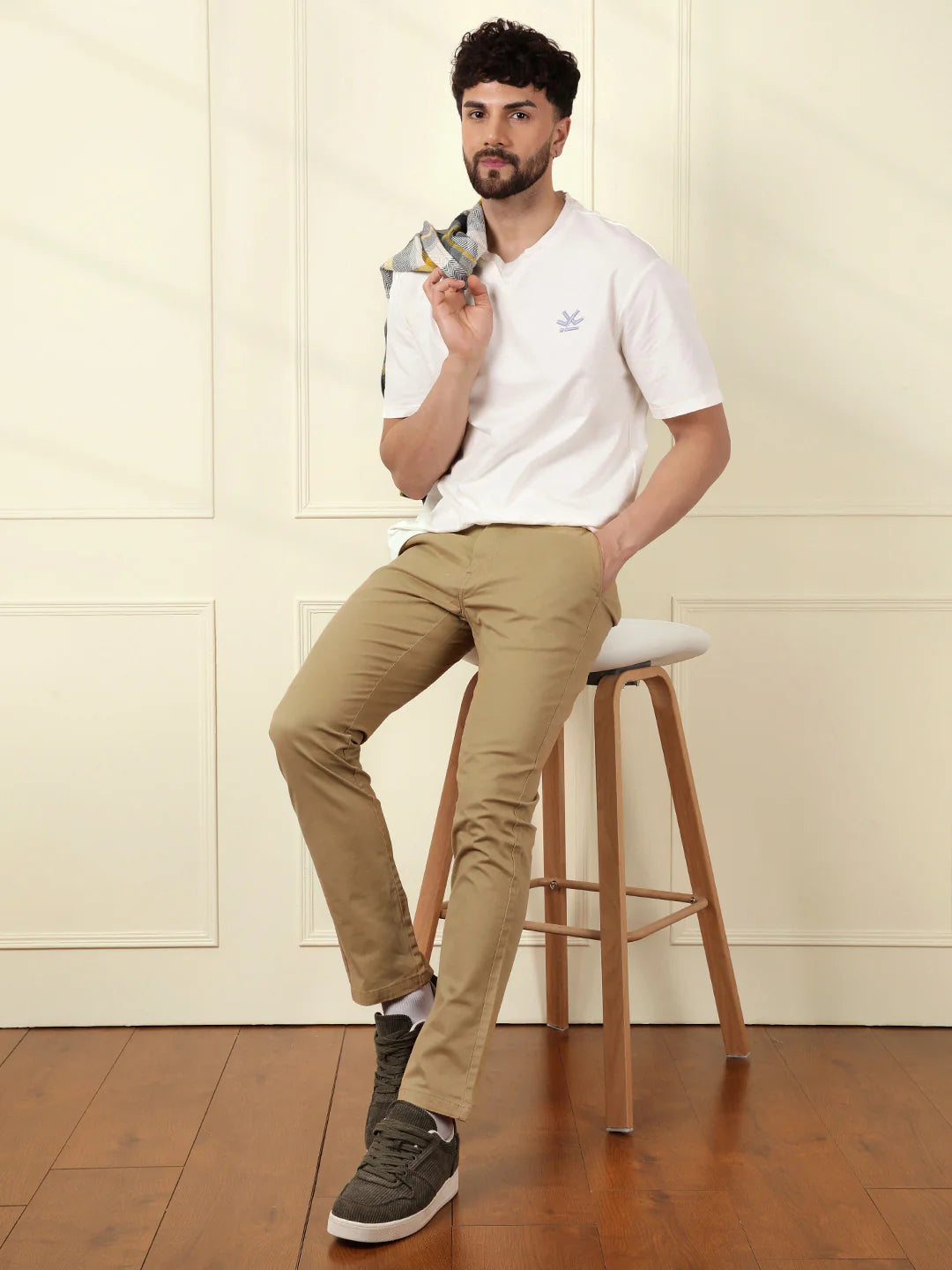 Soft Cotton Blend Chino Trouser | Khaki