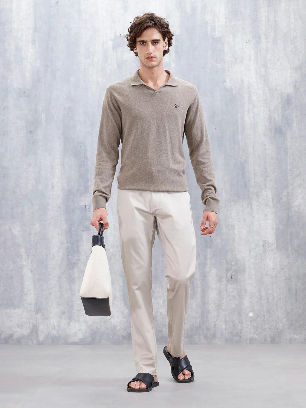 Men's Straight Fit Woven Jogger | Beige