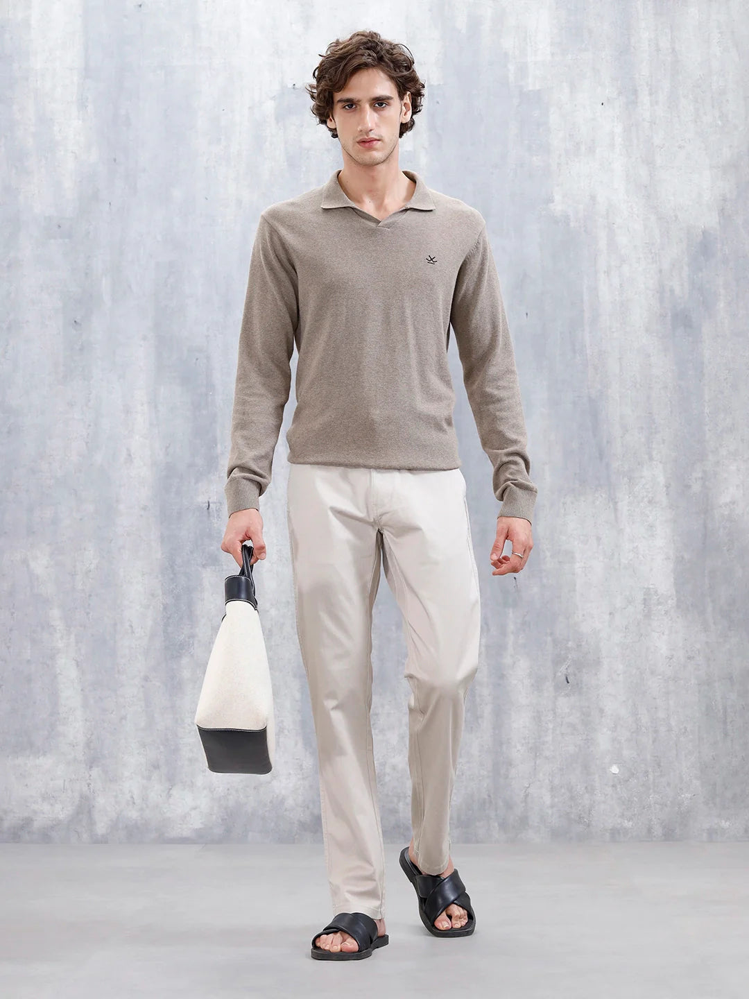 Men's Straight Fit Woven Jogger | Beige