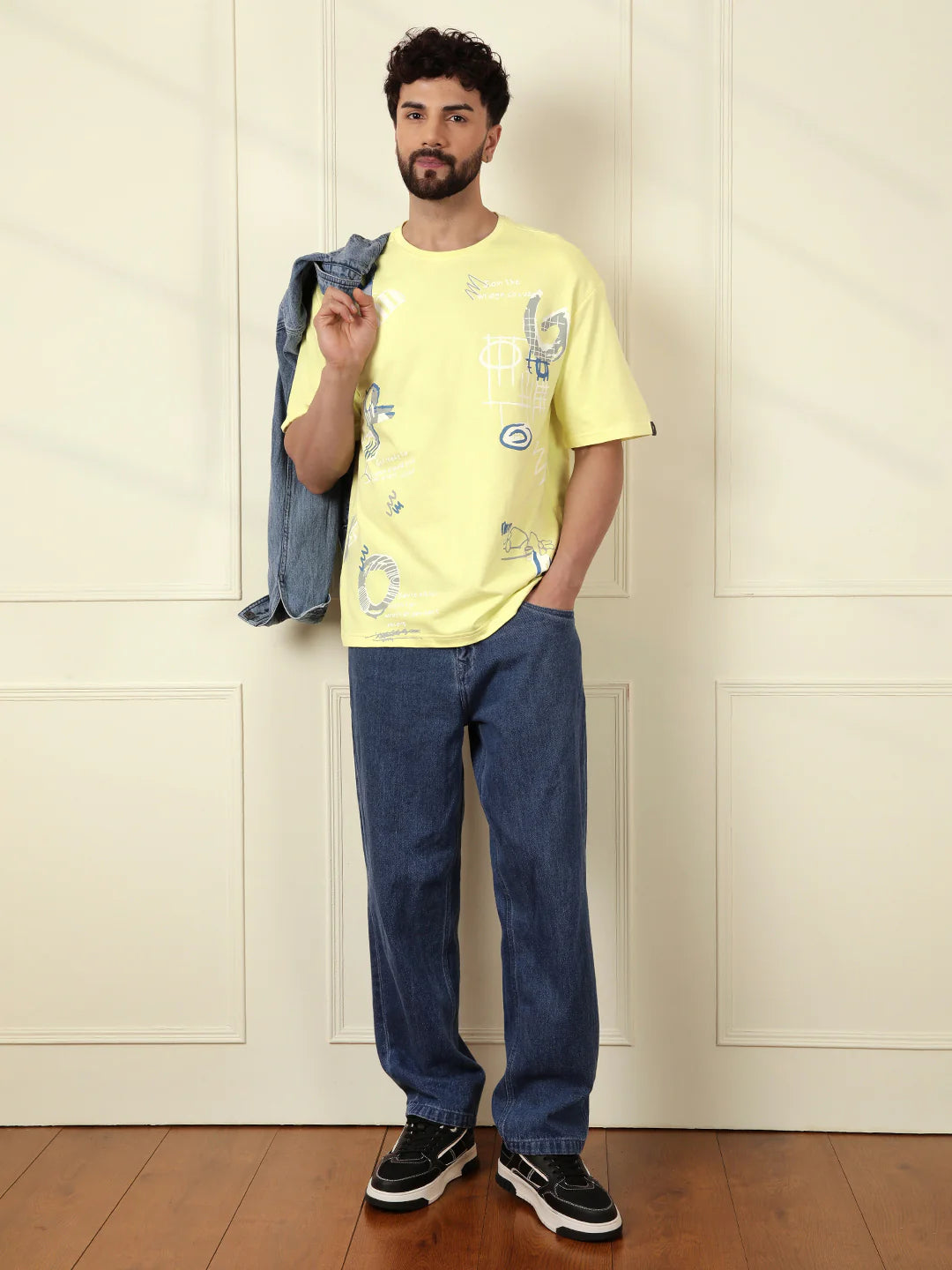 Heavy GSM Placement Print T-Shirt | Lime Green