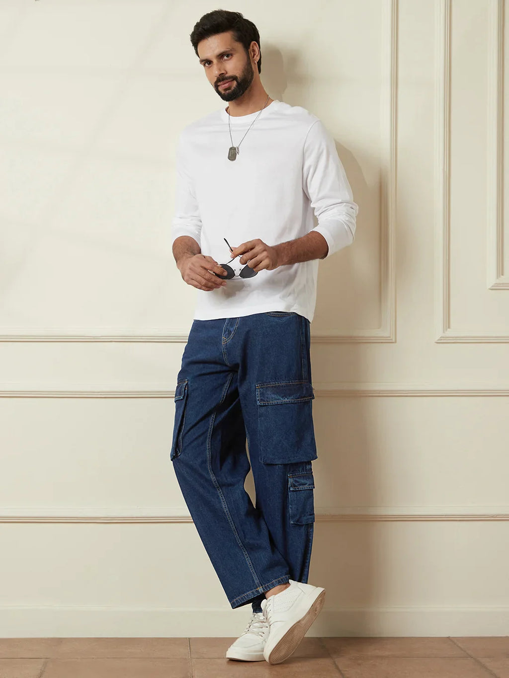 Loose Fit Utility Denim Cargo | Blue