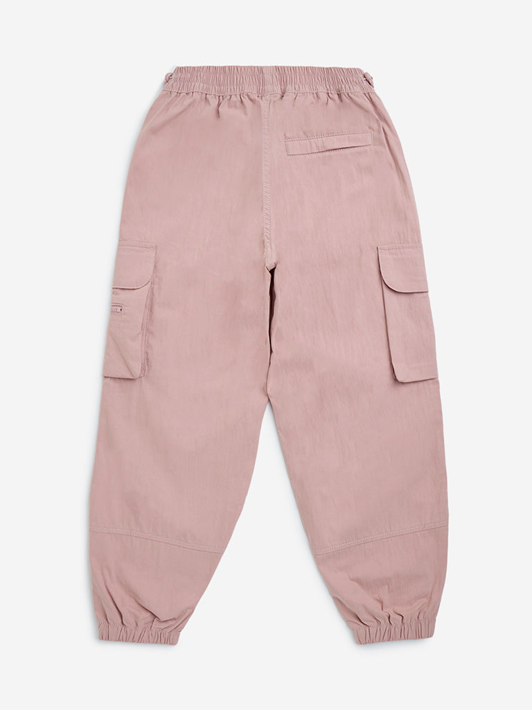 Y&F Kids Pink High-Rise Cotton-Blend Joggers