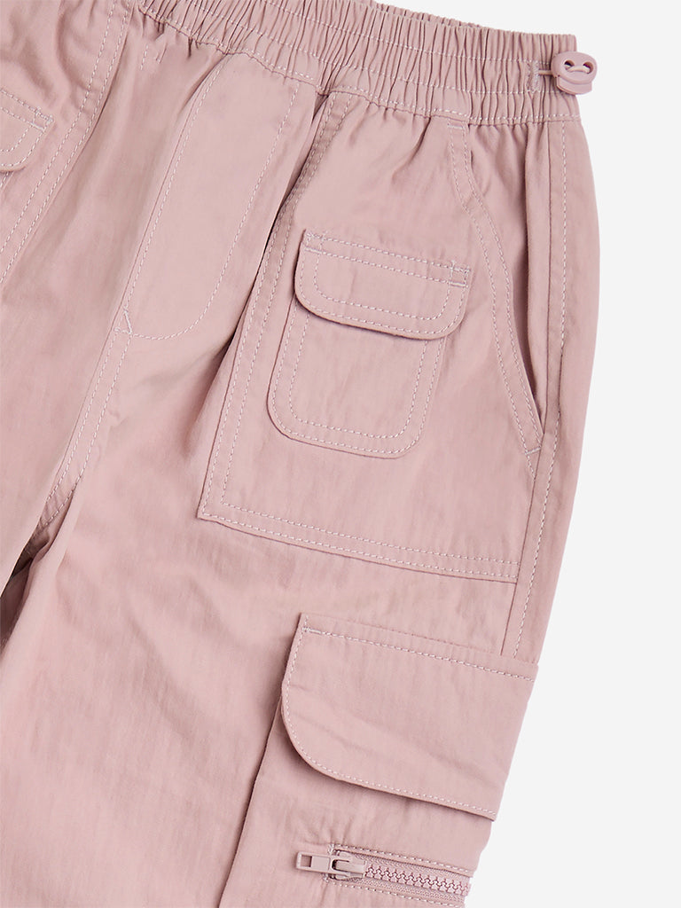 Y&F Kids Pink High-Rise Cotton-Blend Joggers