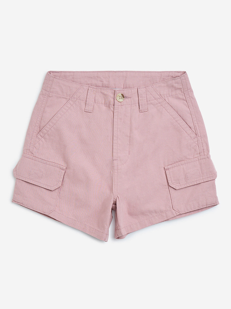 Y&F Kids Dusty Pink High-Rise Cotton Shorts
