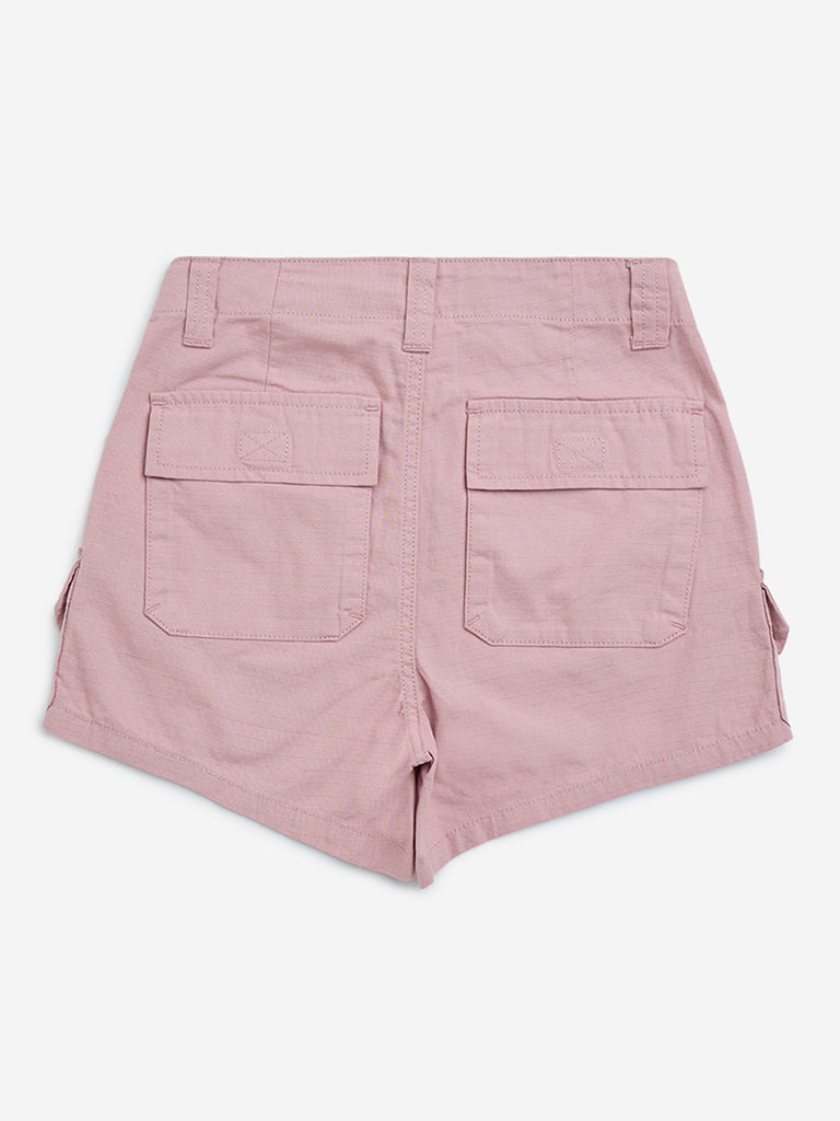 Y&F Kids Dusty Pink High-Rise Cotton Shorts