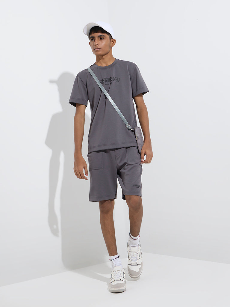 Y&F Kids Grey Mid-Rise Shorts