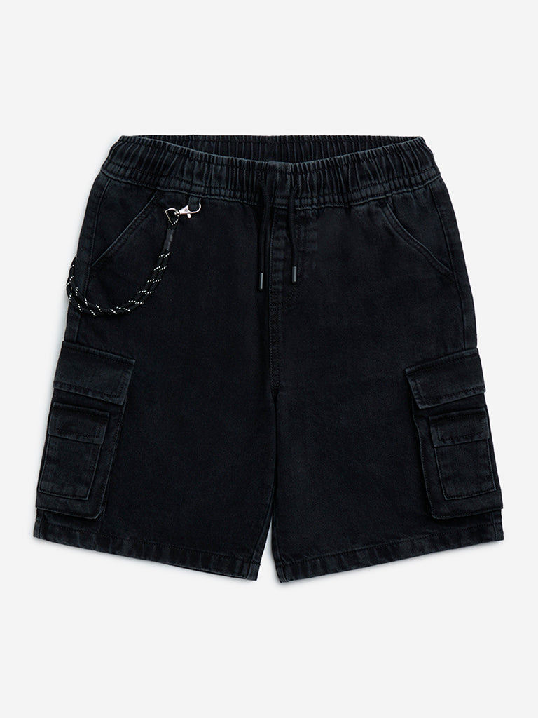 Y&F Kids Charcoal Mid-Rise Denim Shorts