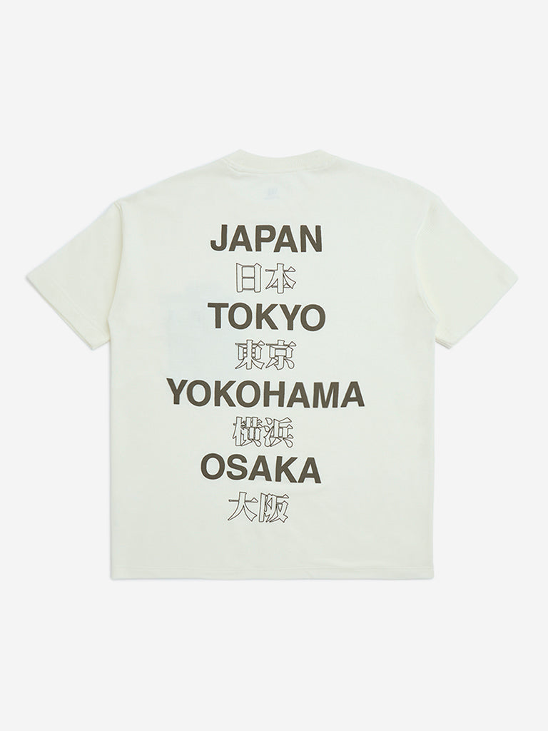 Y&F Kids Off-White Typographic Cotton T-Shirt