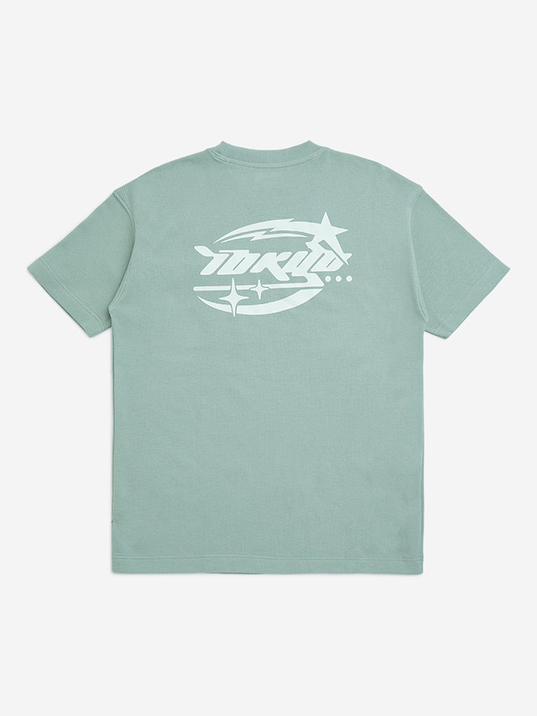 Y&F Kids Sage Text Design Cotton T-Shirt