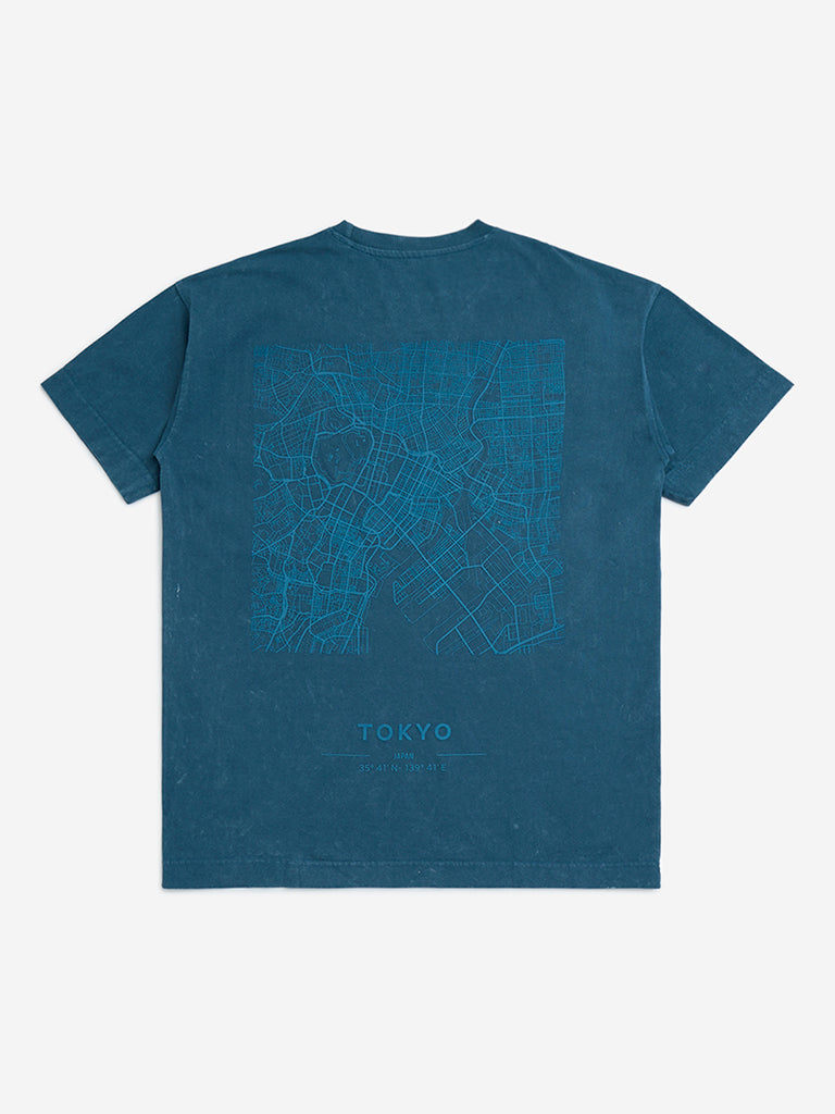 Y&F Kids Teal Embroidered Cotton T-Shirt