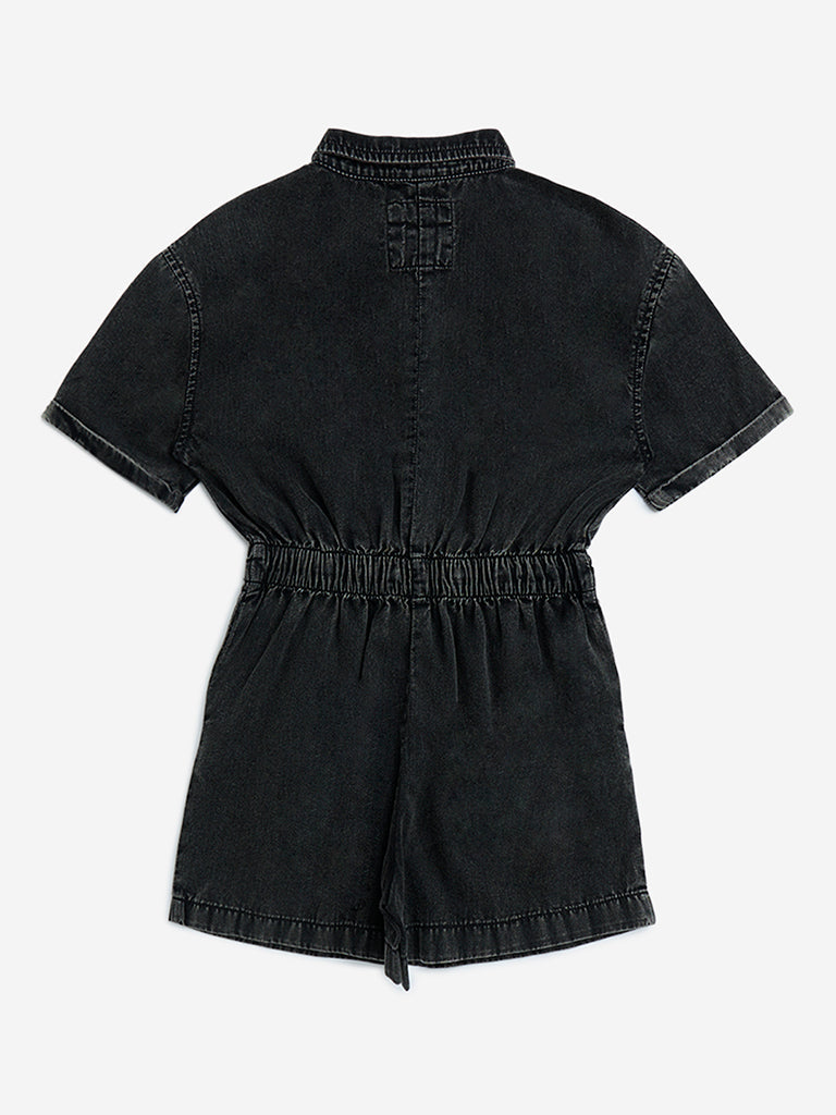 Y&F Kids Charcoal Denim Playsuit