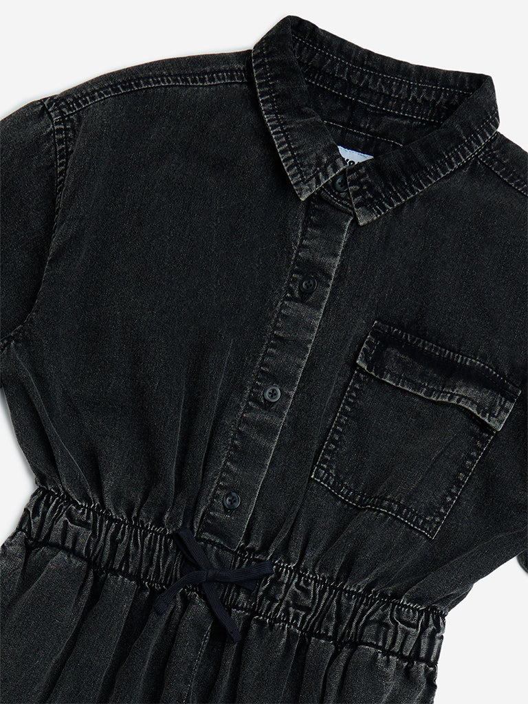 Y&F Kids Charcoal Denim Playsuit