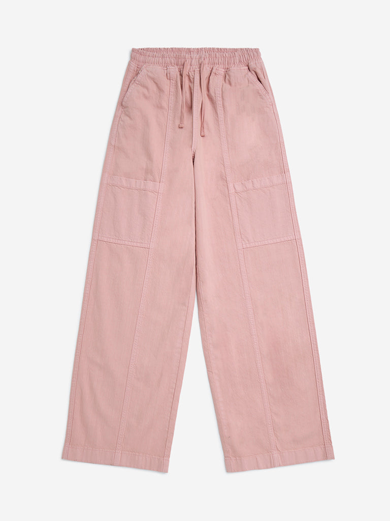 Y&F Kids Pink Wide-Leg Mid-Rise Jeans
