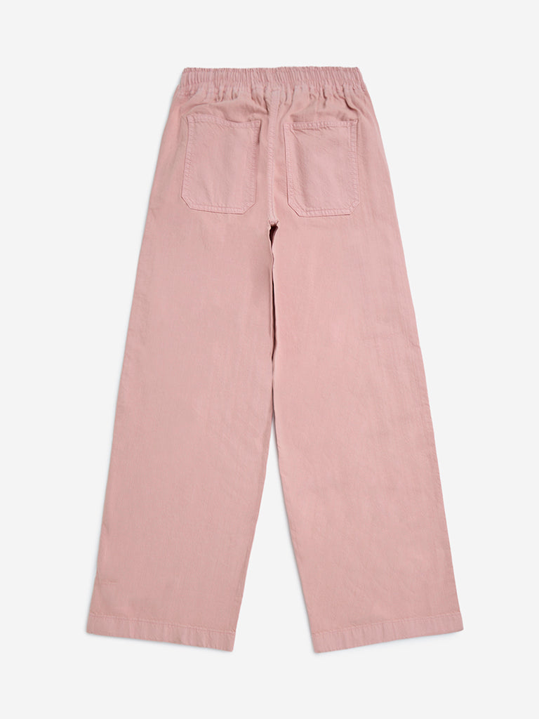 Y&F Kids Pink Wide-Leg Mid-Rise Jeans