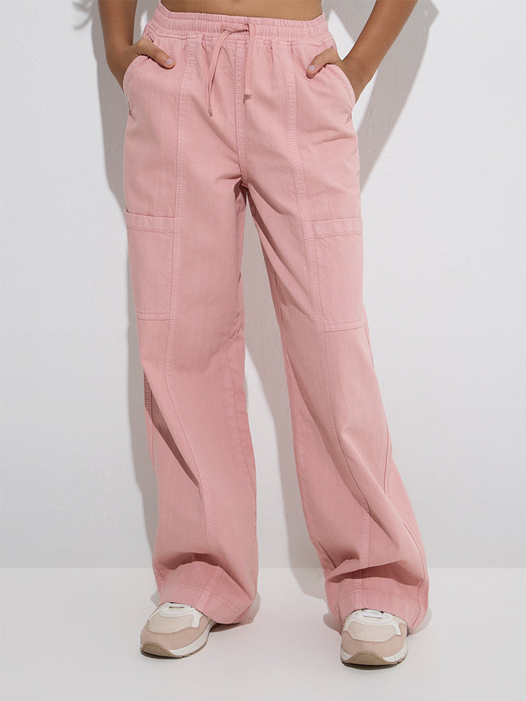 Y&F Kids Pink Wide-Leg Mid-Rise Jeans