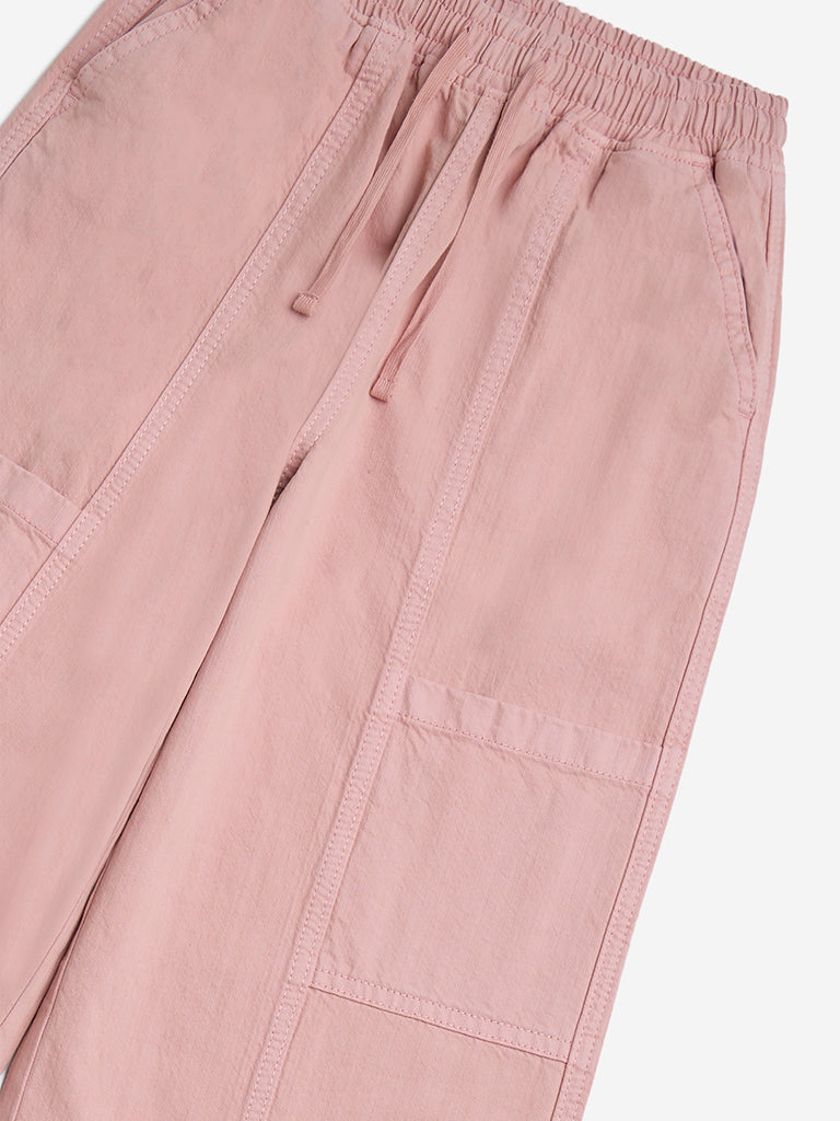 Y&F Kids Pink Wide-Leg Mid-Rise Jeans