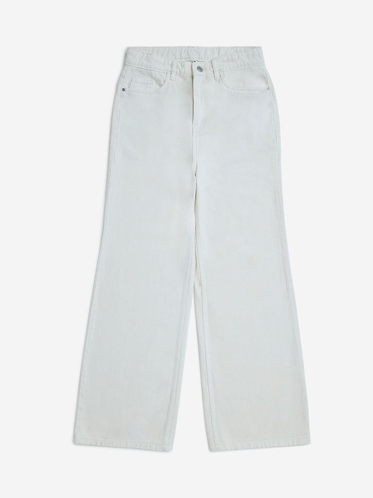 Y&F Kids White Wide-Leg High-Rise Jeans