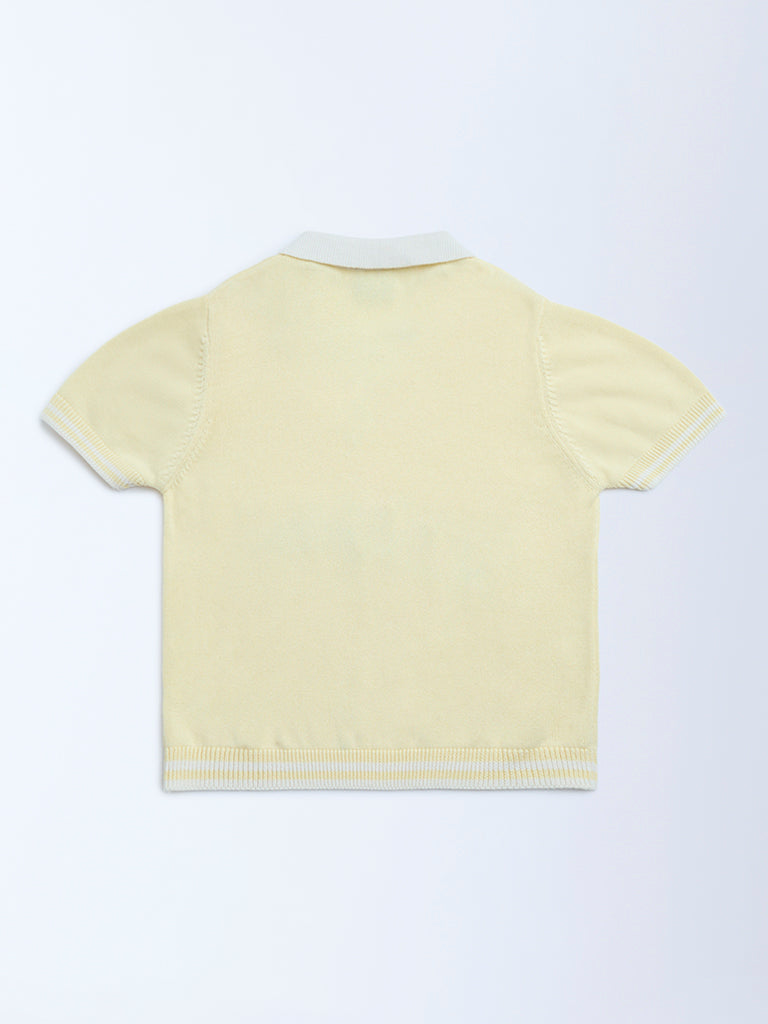 Y&F Kids Yellow Text Design Cotton Sweater