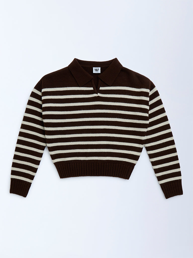 Y&F Kids Brown Striped Sweater