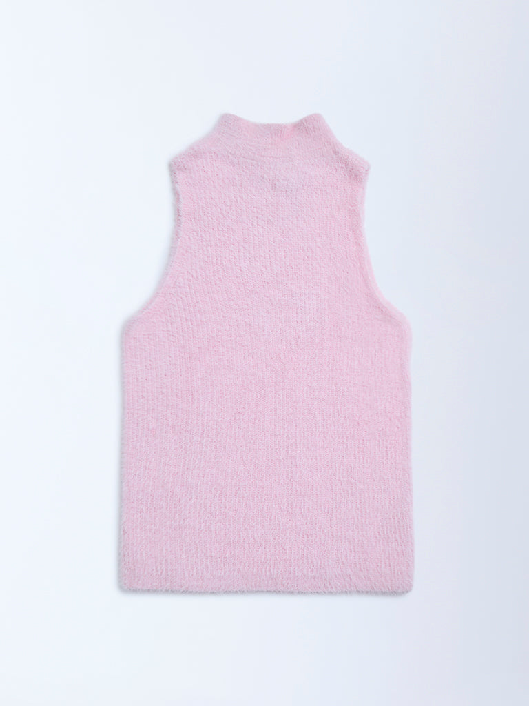 Y&F Kids Light Pink Knit-Textured Sweater