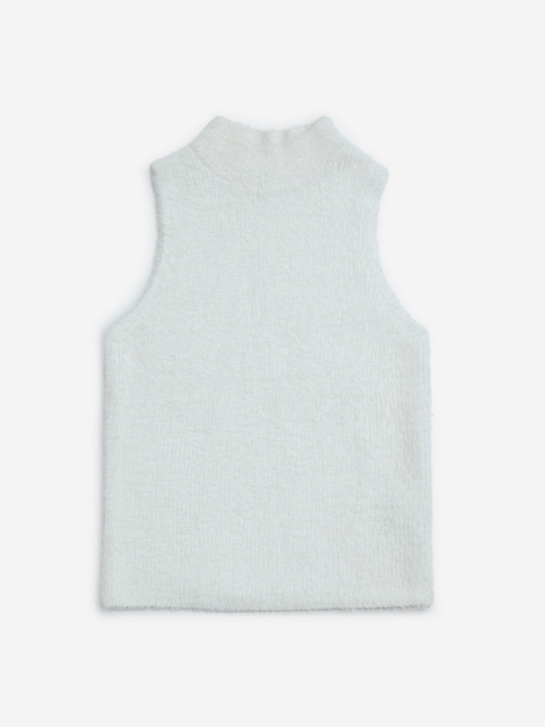 Y&F Kids White Knit-Textured Sweater