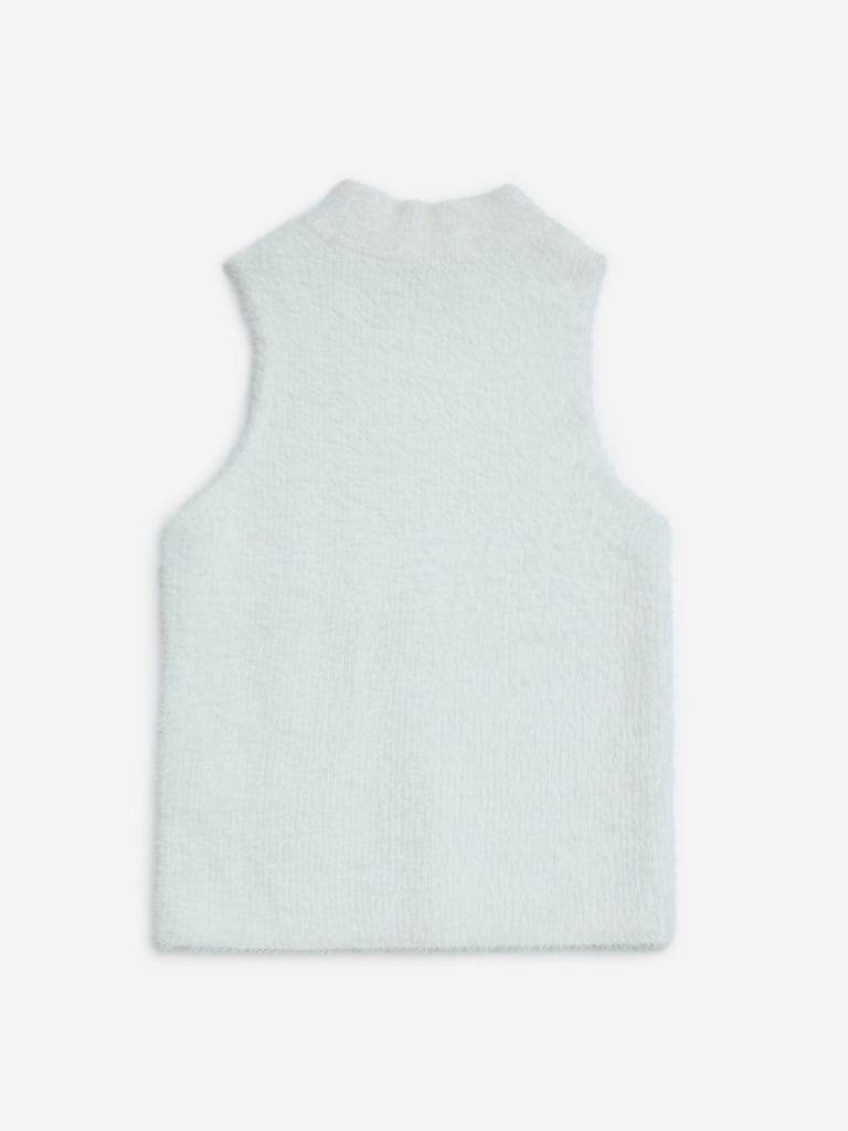 Y&F Kids White Knit-Textured Sweater