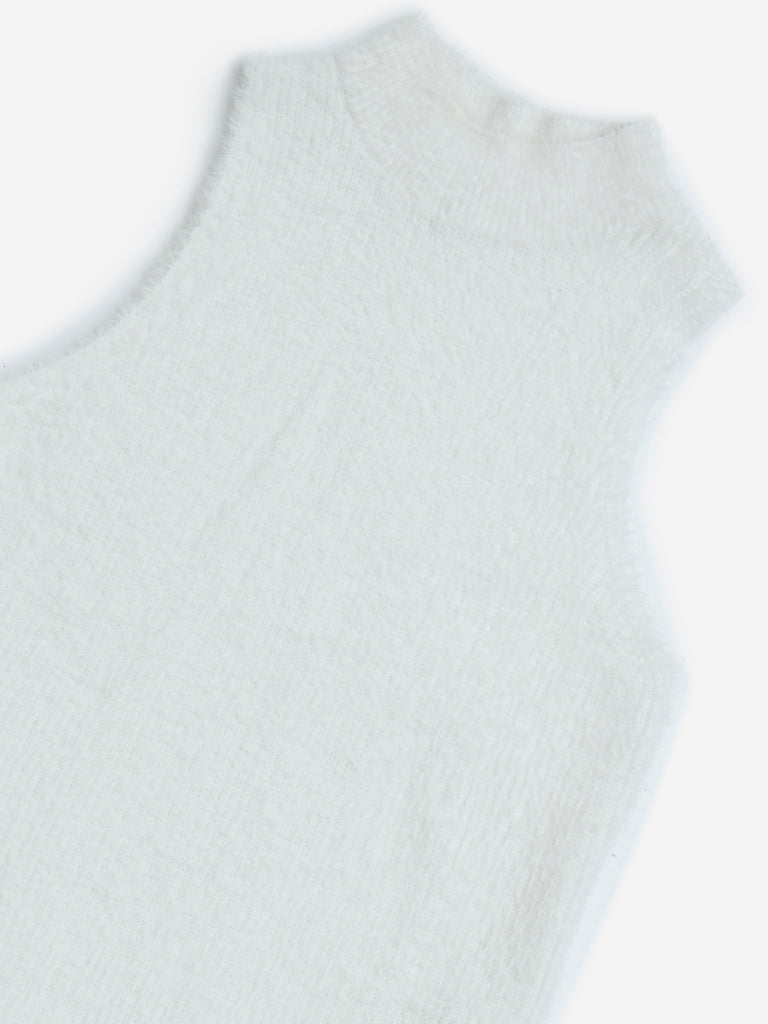 Y&F Kids White Knit-Textured Sweater