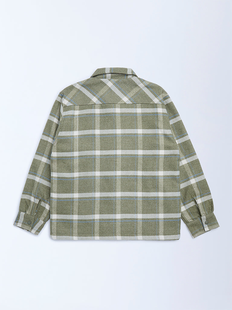 Y&F Kids Green Checkered Shacket