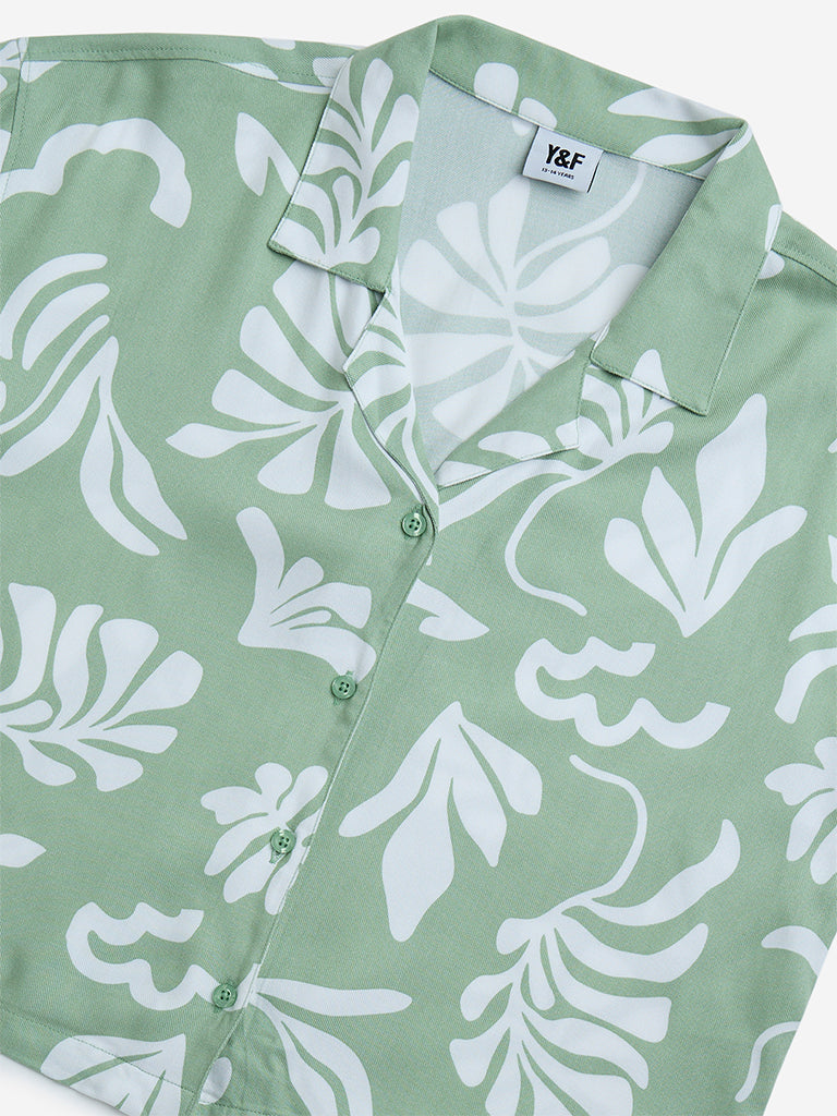 Y&F Kids Sage Botanical Printed Shirt