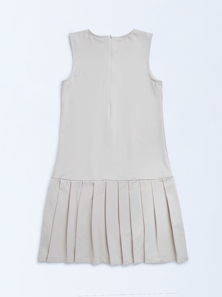 Y&F Kids Taupe Solid Drop-Waist Dress