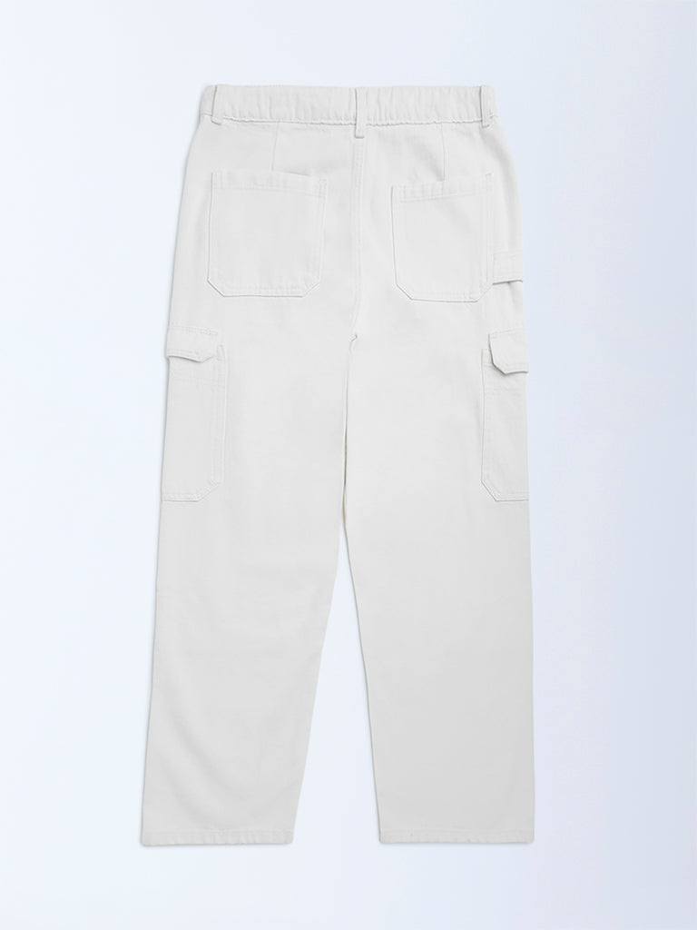 Y&F Kids Off-White Relaxed-Fit Mid-Rise Jeans